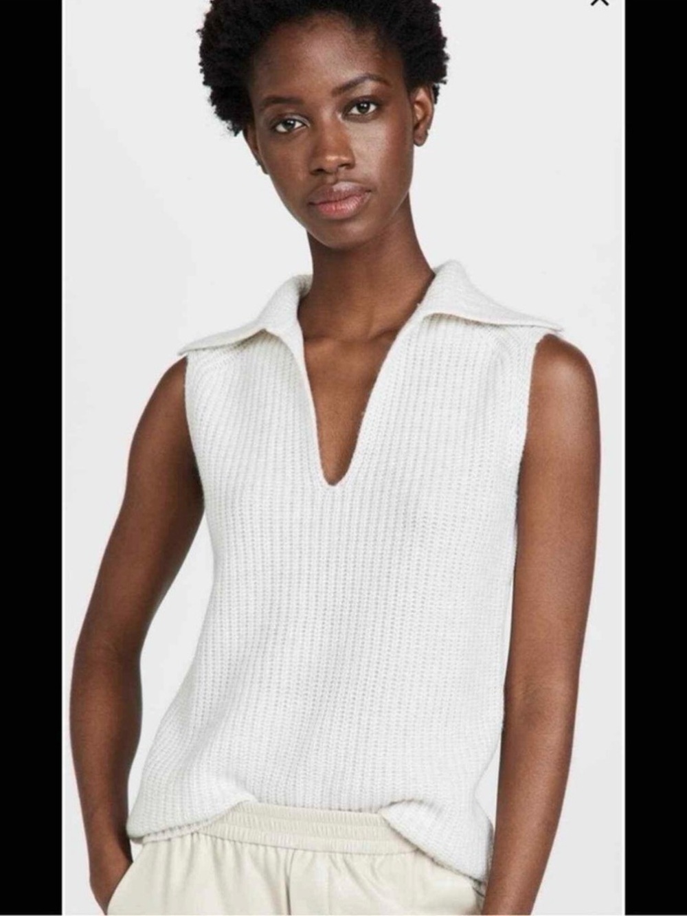 Vince Wool and Cashmere Sleeveless Polo Sweater